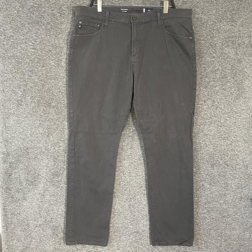 AG Adriano Goldschmied Everett Jeans Mens 38x32 Gray Slim Straight Stretch Denim
